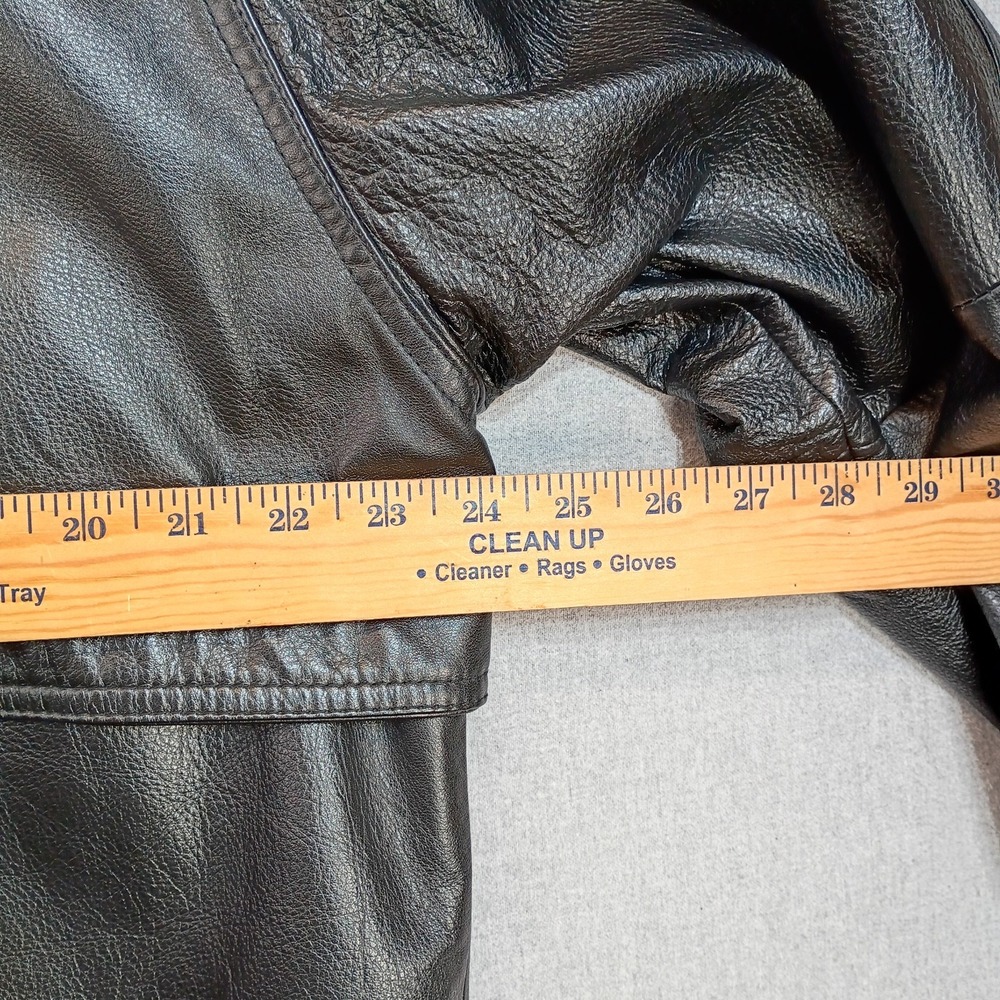 Vintage 90s Wilsons Leather Mens L Black Leather Jacket Oversized Bomber Grunge - Picture 13 of 16